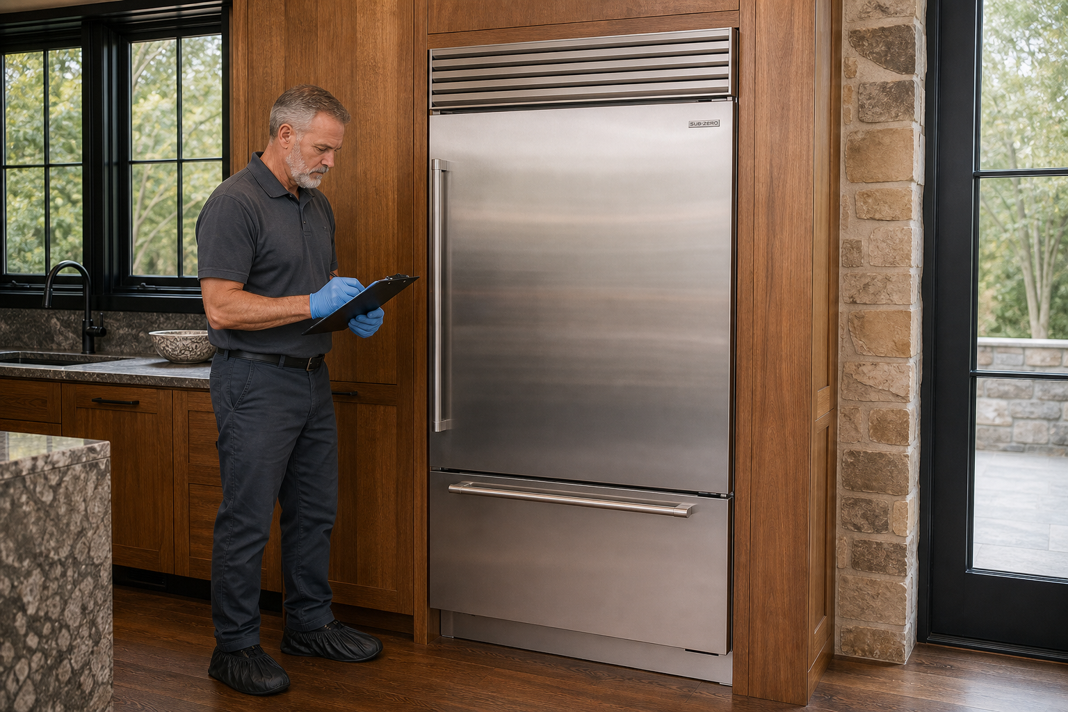 Built-in refrigerator prepared for a professional diagnostic visit