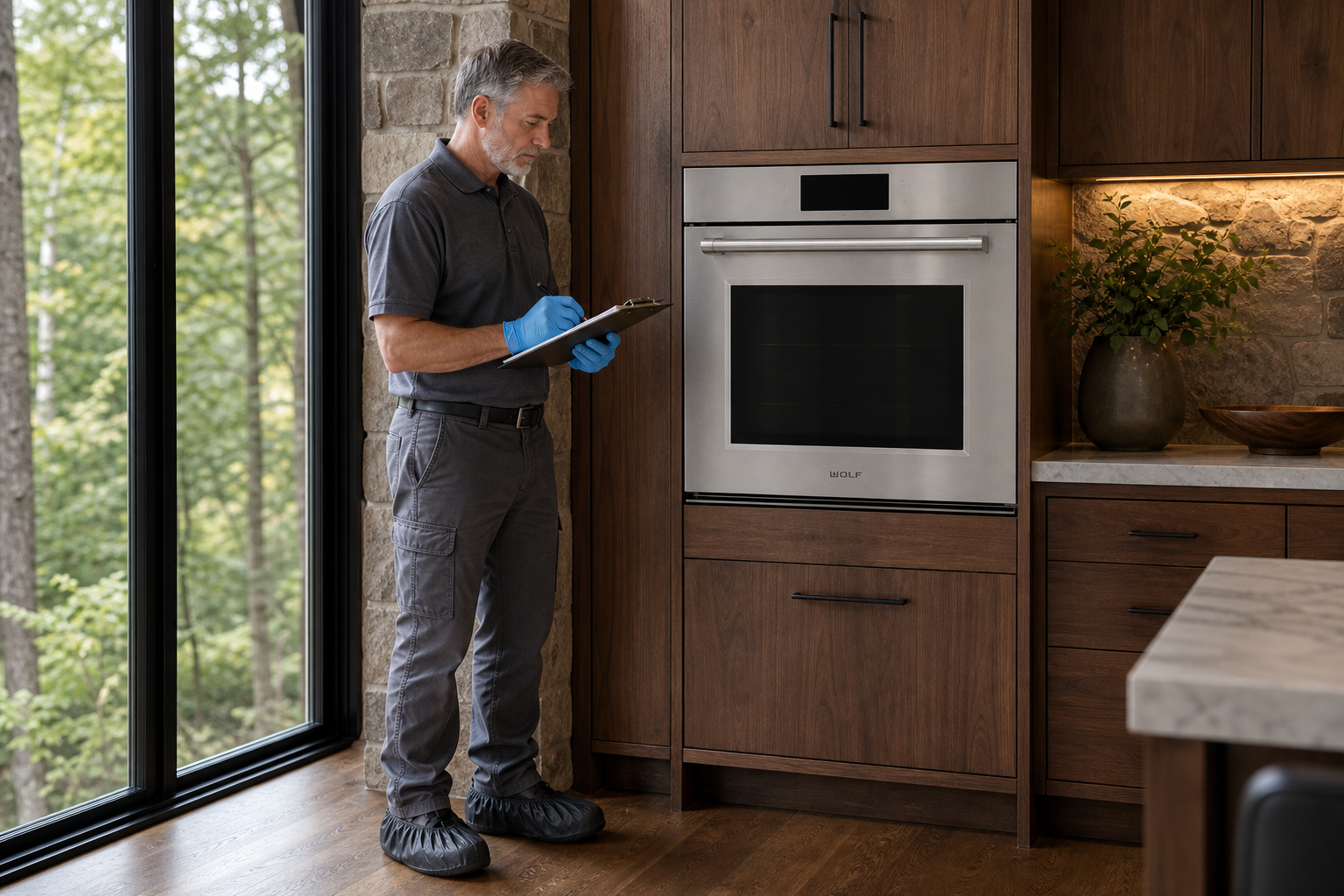 Built-in wall oven prepared for a professional diagnostic visit