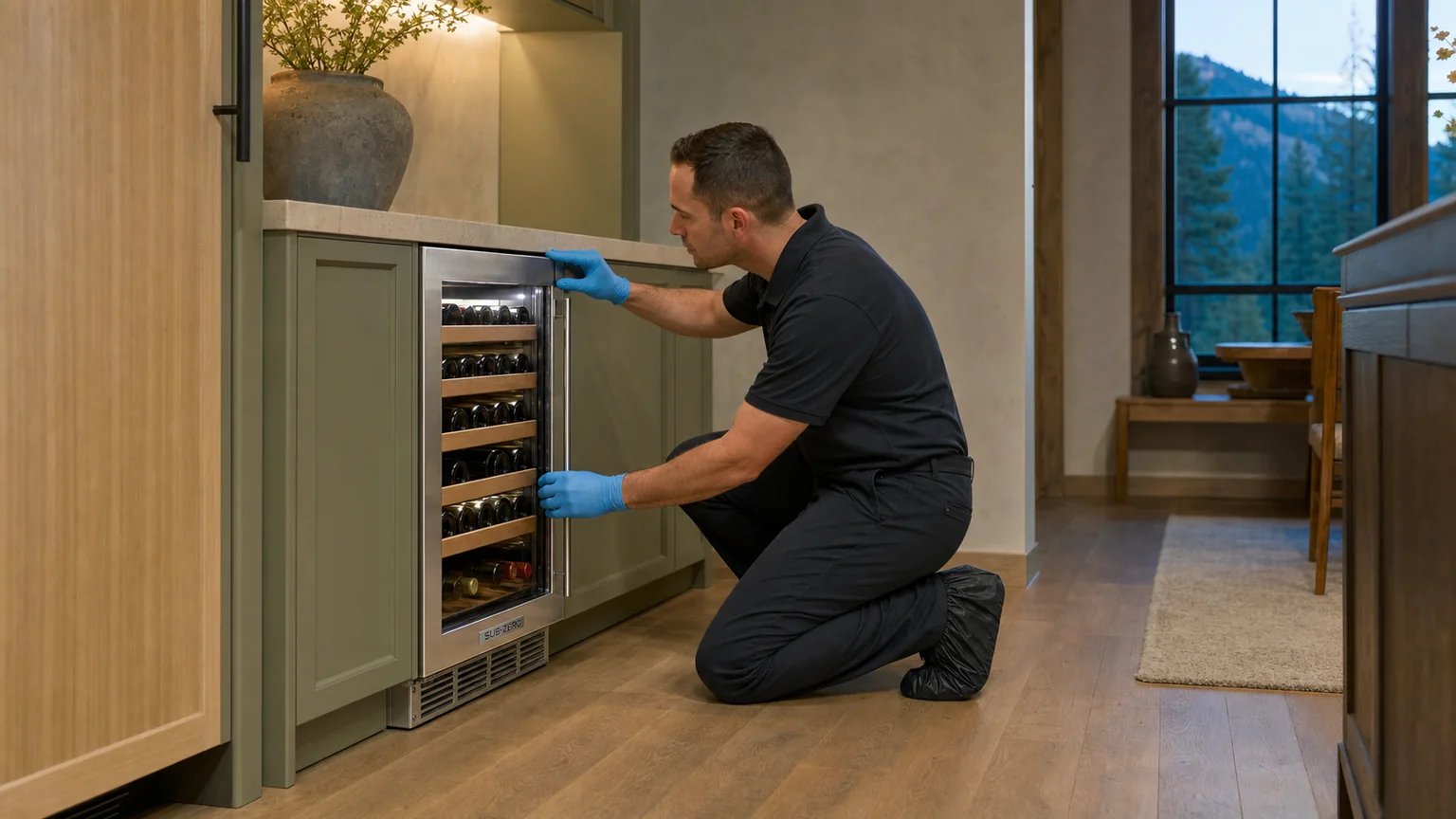 Built-in wine cooler prepared for a professional diagnostic visit